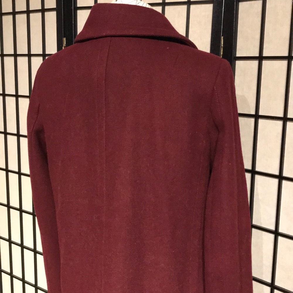 ✈️Loft Wool Preppy long Mock Pencil Bodice wine burgundy solid minimalist button - Picture 8 of 15